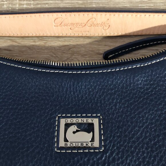 Dooney & Bourke Pebbled Grain Leather Portofino Hobo Navy Shoulder Bag - Picture 11 of 16